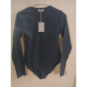 MangoPop Bodysuit Navy Blue Long Sleeve Crew Neck Size Medium Brand New